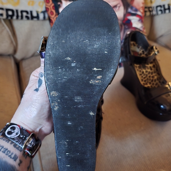 Demonia Black Cheetah -Patterned Wedges - Picture 4 of 4
